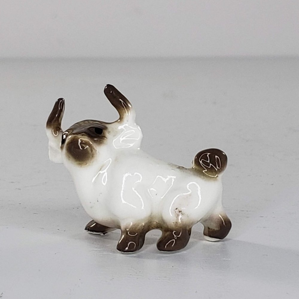Bone China Japan Bull Cow White Miniature Figurine Tiny